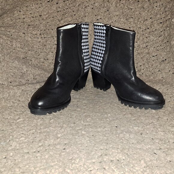 SWEAR LONDON-Roisin-Black/Houndstooth Print Leather Booties-Zip-Sz 39-Near Mint - Picture 4 of 8